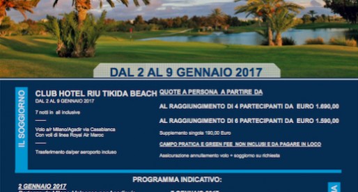 Golf Clinic ad Agadir dal 2 al 9 gennaio 2017